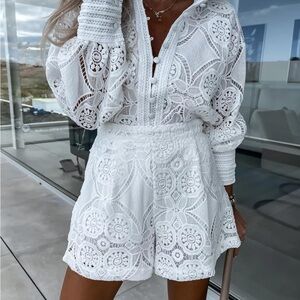 Elegant White Lace Two-Piece Set